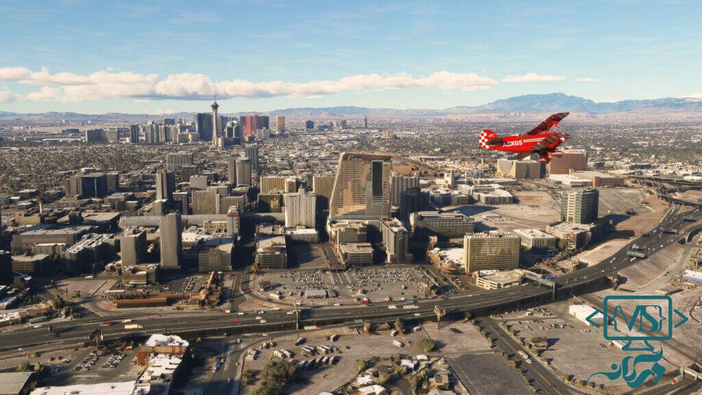 Flying over the Las Vegas Strip during the day