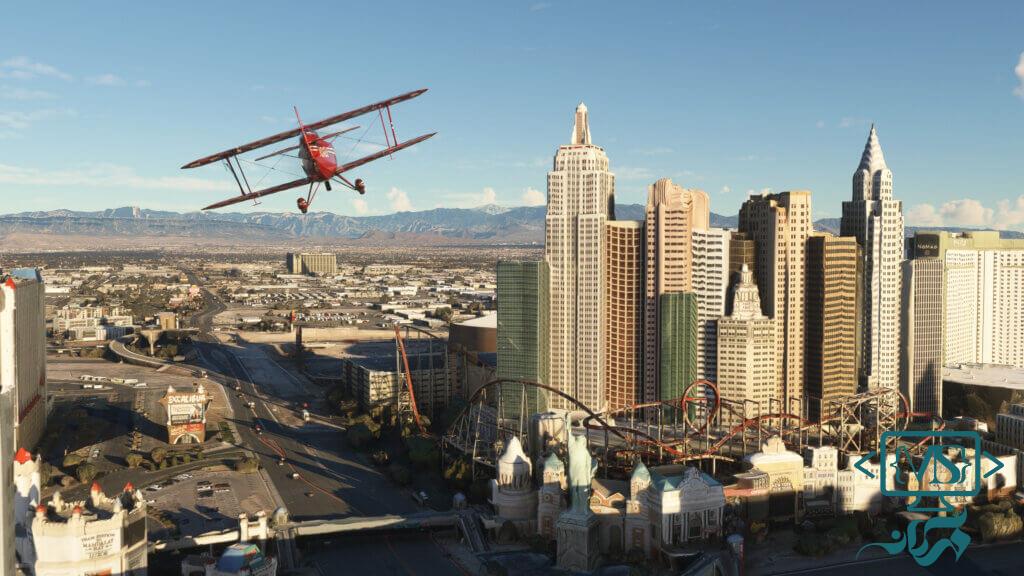 Flying over the Las Vegas Strip during the day